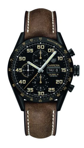 TAG Heuer Carrera Calibre 16 Day Date 43 Titanium PVD / Black / Calf